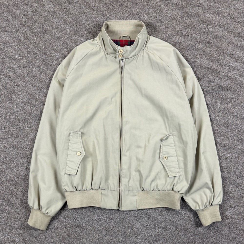 Vintage 90s Tan Lightweight Full Zip Bomber Jacket Men’s XL Plaid Lined Gorpcore